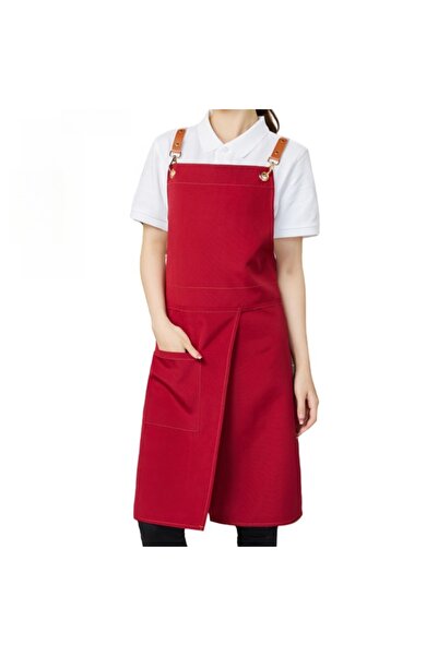 Choice6 OneSize red 1 Piece of Waterproof Canvas Apron with Pockets - Split S...