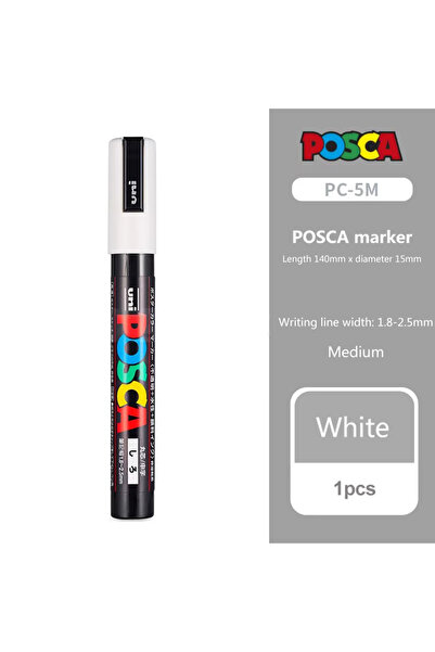 Choice1 قلم ماركر ياباني UNI POSCA PC-5M أبيض اللون، للرسم اليدوي والأعمال ال...
