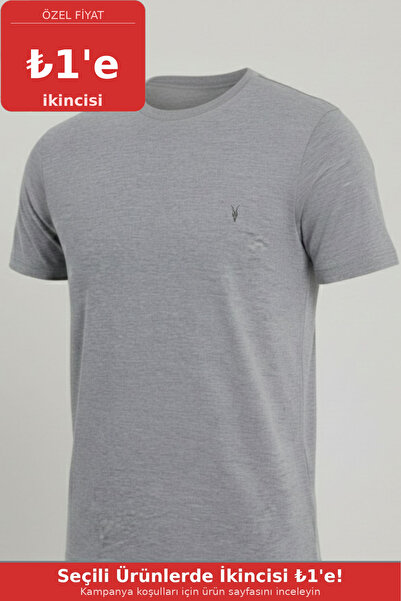 COMBİNE MİCHAİL Men's Crew Neck Casual Basic Dark Gray T-Shirt