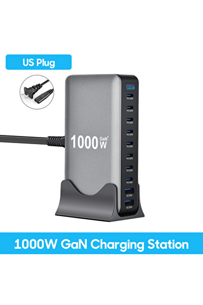 Choice 1000W US Plug 1000W GaN Charger USB C Fast Desktop 10Port USB Type C P...