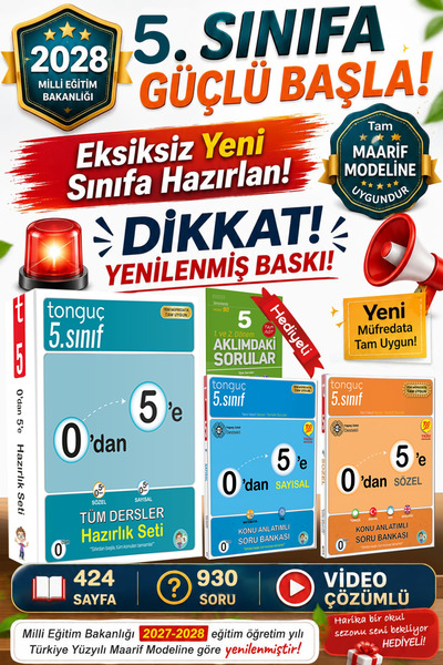 Tonguç Yayınları Tonguç 5. Sınıf 0 Dan 5 E Tüm Dersler Konu Anlatımlı Soru Ba...