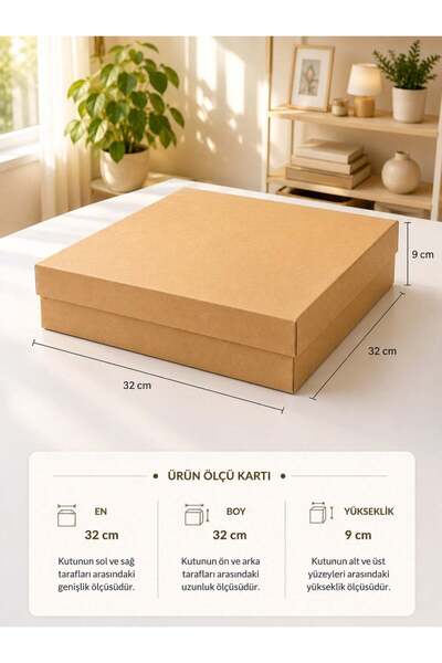 Parti Adresi Kraft Kutu Karton Hediye Kutusu 32X32X9 Cm