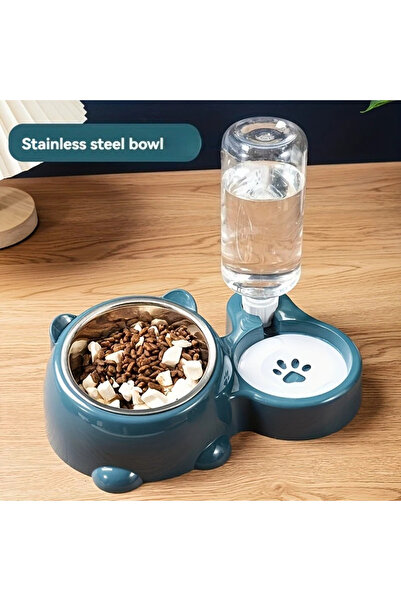choice2 1set-Blue Automatic Pet Feeder and Water Dispenser, Integrated Feedin...