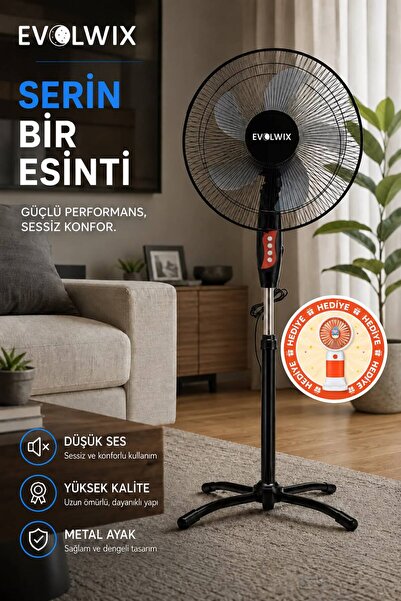 EvolWix 16'' inç Siyah Ayaklı Vantilatör