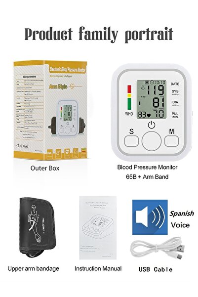 Choice5 Spain Voice USB LCD Portable Health Care Pulse Meter BP Monitor Autom...
