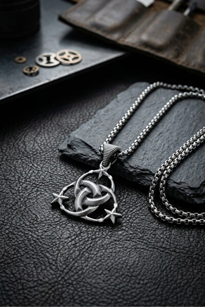 Begondio Moon Star Handcrafted Stainless Steel Chain Men's Necklace