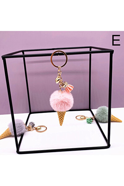 Choice E New Ice Cream Keychains for Women Men Plush Pompom Key Chain Rings P...