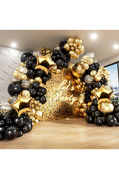 Choice as picture Black Gold 134Pcs Black Gold Balloon Garland Arch Kit With ...