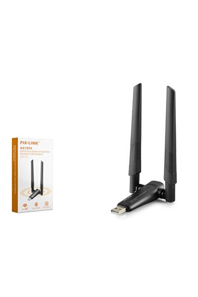 pixlink UAX04 USB WiFi Adaptörü AX1800 Dual Band 5 GHz WiFi 6 Siyah