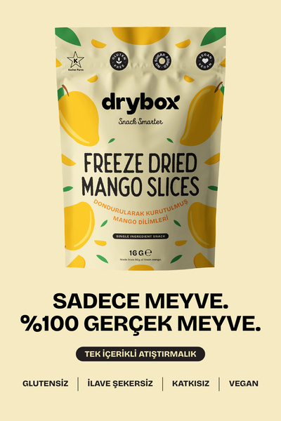 DRYBOX Freeze Dried Tropikal ve Eksi Mango Dilimleri (Dondurularak Kurutulmuş...