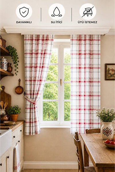 QUBA DECO Premium Plaid Pattern Water Repellent Durable Backdrop Curtain Livi...