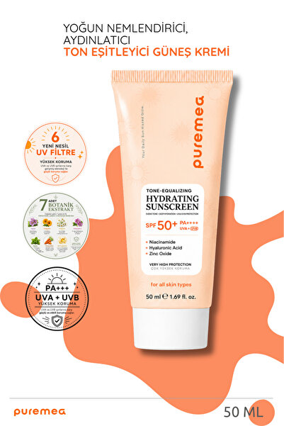 puremea Tone-Up SPF 50+ PA++++ Ton Eşitleyici Aydınlık Görünüm Sunan Yoğun Ne...