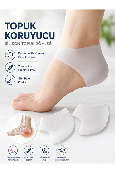 Bunyon Silikon Topuk Çorabı Topuk Ağrısı Kuru Çatlamış Nasır Ve Çürük Topuk T...
