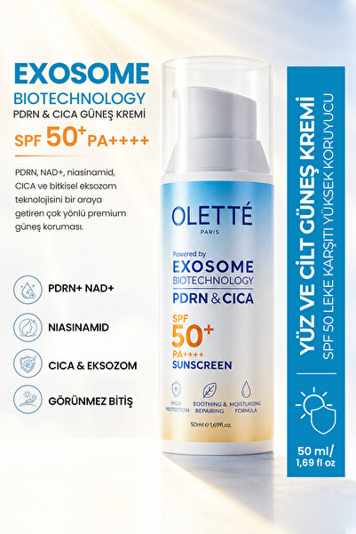 Olette Paris Sunscreen with Exosome Content 50 ml – Daily Face and Skin Sunsc...