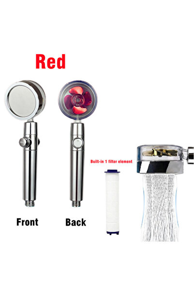 choice2 Red 360 Degrees Rotation Turbo Fan Shower Head High Pressure Water Sa...