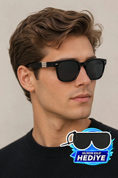MİLANO KORS Unisex Black Glass Black Frame Metal Detail Handle Sunglasses