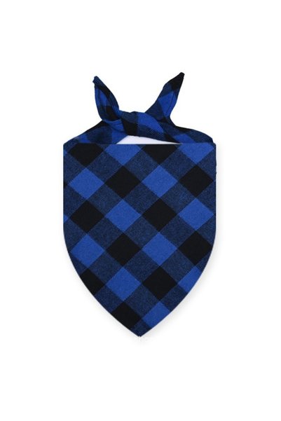 Choice12 L-70X48cm Blue Large Pet Scarf Bandana for Dogs Cotton Plaid Washabl...