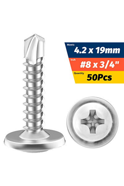 Choice4 50 pieces 4.2x19mm (8x3-4) #8 M4.2 Self-Tapping Sheet Metal Screws 41...