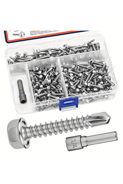 Choice 200PCS 4.2mm #8 Sheet Metal Screws 410 Stainless Steel Hex Washer Head...