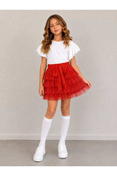 KOKOŞ BEBEK Stylish 2-Piece Set with Tutu Skirt for Girls - Ages 5/10 - 31681