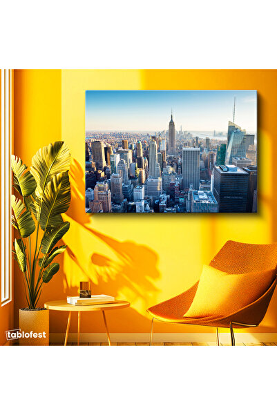 Tablofest Yatay Kanvas Tablo New York Empire State ve Binalar Şehir Mimari Ta...