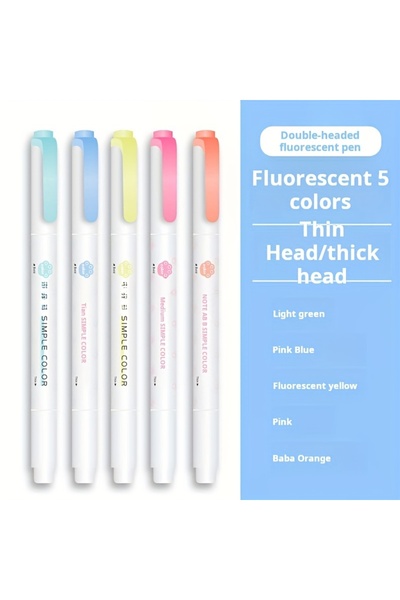 Choice3 fluorescence 5 Colors Double Headed Highlighter Pen Set Fluorescent D...