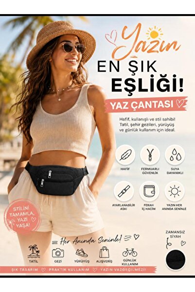Sofia Unisex τσάντα μέσης με 3 φερμουάρ, μαύρη, κατάλληλη για δώρο, κατάλληλη...
