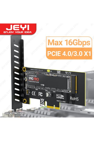 JEYI PCIE X1 4.0 M.2 NVME SSD to PCIe 4.0 X1 Adapter Card, 2280 SSD PCIE X1 E...