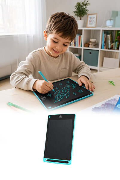 omilife Turkuaz Pilli Tablet Çocuk Yazı Çizim Tableti 8.5 İnç Silinebilir LCD...