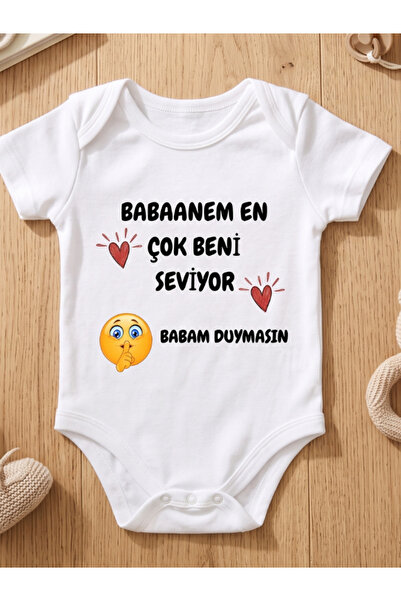 EGGBABY Babaanne Sevgisi Temalı Bebek Body Zıbın %100 Pamuk Eğlenceli Yazılı Hediye Bebek Zıbın