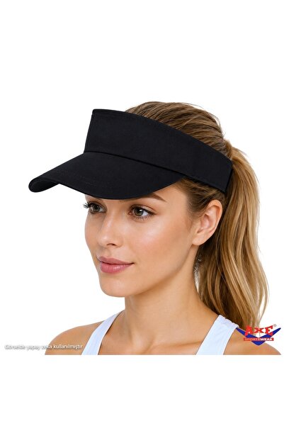 AXE SPORTSWEAR Black Adjustable Velcro Visor Hat Uv Sun Protection Daily Beac...