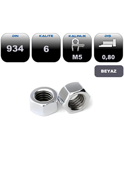 DEMİR CİVATA M5 Somun Galvanizli Dın:934 (100-adet)