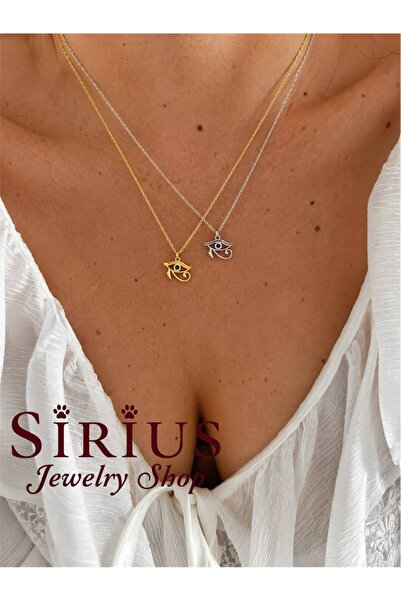 sirius jewelry Horus Ra Gözü Gümüş Kolye Gold & Silver