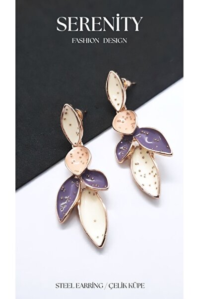 Serenity Satin Enamel Figure Steel Plated Earrings