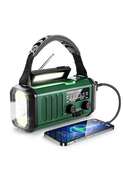 Choice1 green Emergency Weather Radio 10000mAh Solar Hand Crank Portable AM/F...