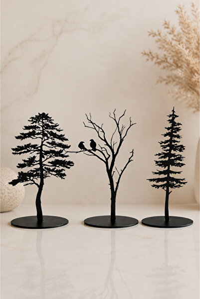 VENON 3.lü Takım Biblo ✨SİYAH ✨Doğanın Zarafeti ✨ 15 Cm Boy - 9 Cm Çap ✨Metal...