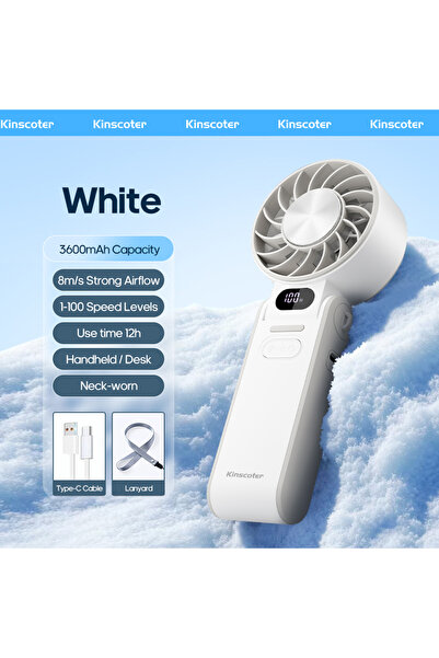 Choice3 3600mAh A White lCE Kinscoter New Cooling Handheld Fan 3600mAh Foldab...