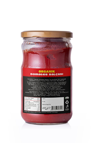 OTS Organik Domates Salçası 650 gr (Organik Sertifikalı, Pestisit Analizli)