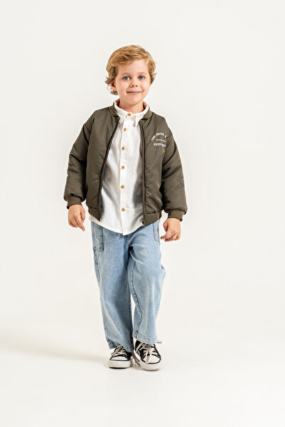 Jikko Baby Erkek Çocuk Bomber Ceketli Gömlekli Bol Paça Jean Pantolon 3’lü Ta...