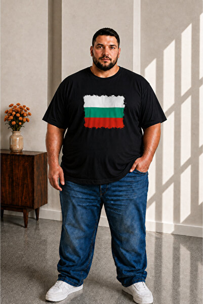 sngl tekstil Men's Large Size Short Sleeve Bulgaria Flag Printed T-Shirt 3XL ...