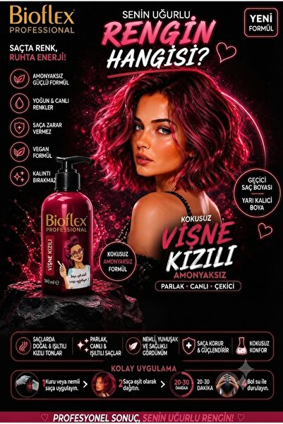 Bioflex Amonyaksız Vişne Kızılı Saç Boyası 250 ml Kokusuz Su Bazlı Orange Hai...