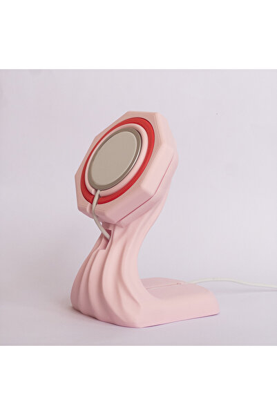 Wave MagSafe Telefon Standı | Manyetik Döner Başlıklı Premium Masaüstü Telefon Tutucu | Mat PLA Materyal-Pastel Pembe