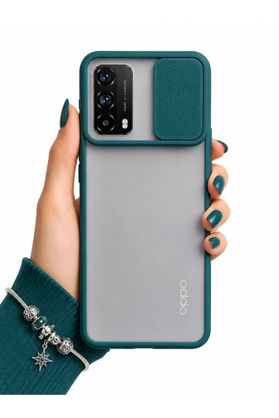 noktaks Oppo A74 4G Uyumlu Kılıf Sürgülü Kamera Korumalı Mat Lensi Telefon Kı...