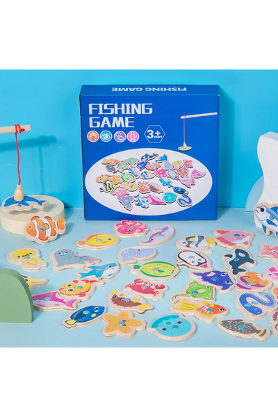Choice 1 Set Wooden Magnetic Fishing Toys Baby Cartoons Marine Creatures Cogn...