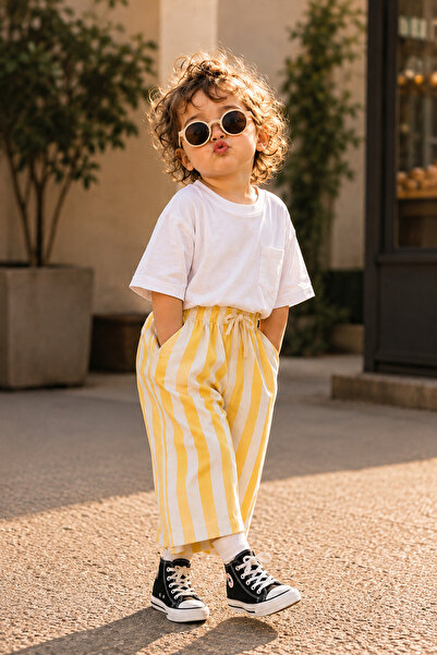 The Nest Kids Bright Days Çizgili Organik Sertifikalı Bebek Pantolon