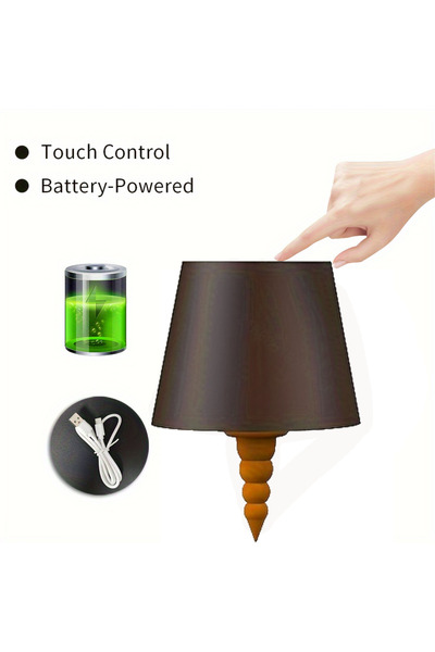 Choice3 Brown Simple Portable USB Rechargeable Table Lamp, Multifunctional Le...