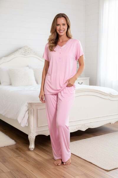 Fulla Moda Lace Detailed Pajama Set