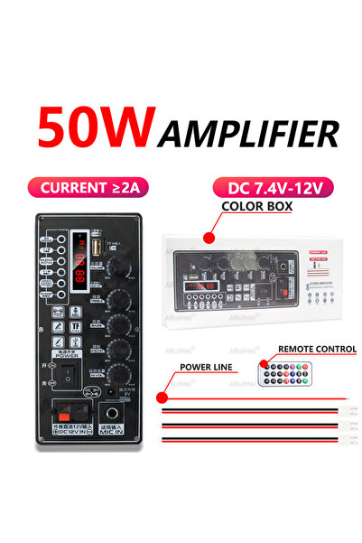 Choice 1PCS 50W Metal Shell Bluetooth Amplifier Board with Display | 7.4V-12V...