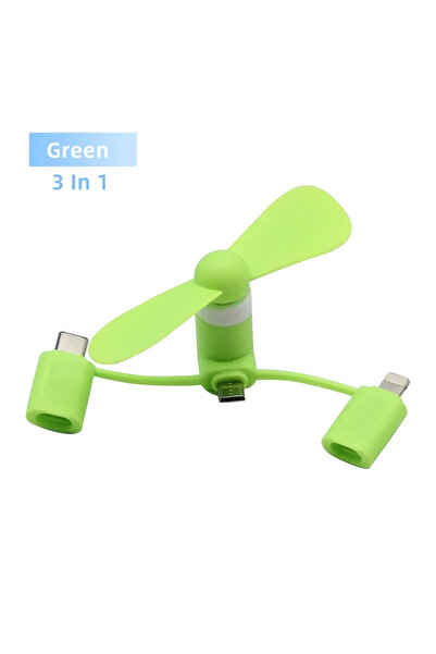Choice Green Creative USB Fan Mini Fan Android Type-C 3 In 1 Mobile Fan Porta...