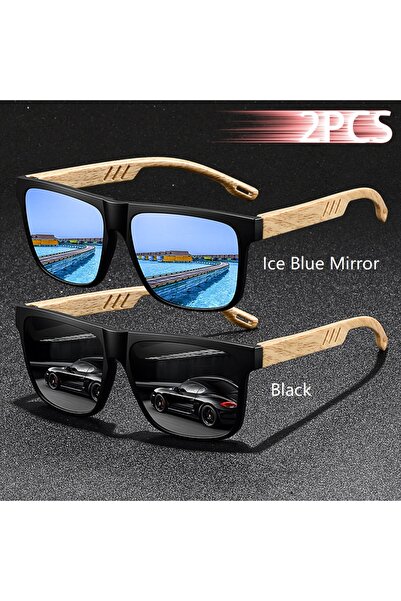 Choice3 IceBlue-Black 2PCS Classic Luxury Designer Colorful Lenses Sunglasses...